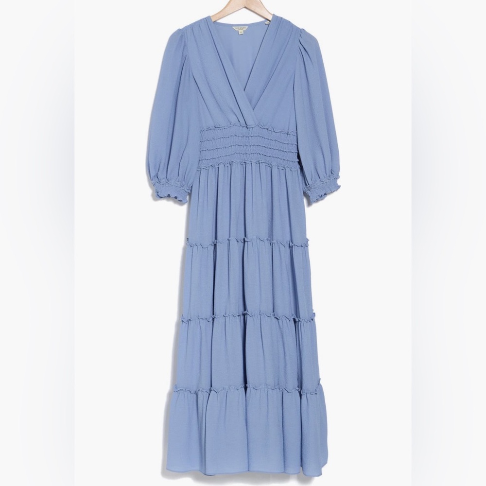Max Studio Blue Ruffled Sundress with V-Neck